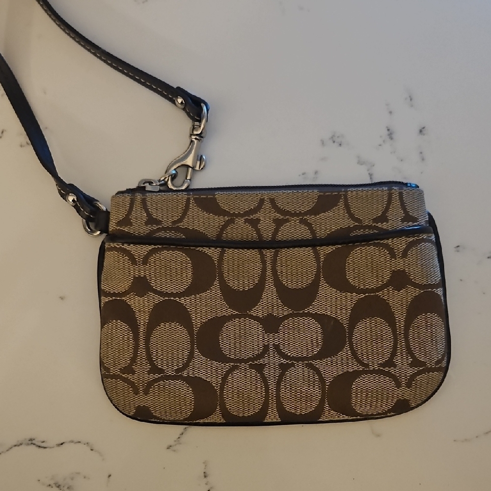 Coach Brown Signature Wristlet